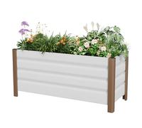 GarveeHome - Jardinera elevada, de Acero galvanizado, con 4 Patas y Agujeros de Drenaje, Duradero y antioxidante, Bandeja elevada, Cama de jardín, para jardín, terraza, balcón (100 x 40 x 45 cm
