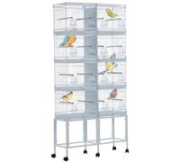 GarveeHome Jaula Extensa para Pájaros De Hierro Forjado con Ruedas 360° - Grande para Loros, Periquitos y Cotorras - Interior y Exterior con Bandeja Extraíble, Blanco