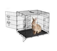 GarveeHome Jaula para hámster con Bandeja extraíble, Jaula Plegable para Conejos con 2 Puertas UNH con Bloqueo de Seguridad, 60 x 44 x 49 cm, Jaula de Transporte portátil para Perros, hámsteres y