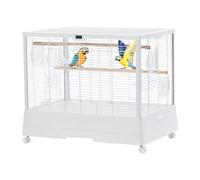 GarveeHome Jaula Pequeña para Pájaros con Termohigrómetro - Acero Resistente para 1-3 Periquitos o Canarios - Fácil Limpieza con Bandeja Extraíble, Uso Interior
