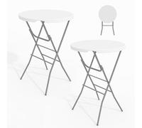 GarveeHome Juego de 2 mesas altas plegables, altura 110 cm, diámetro 80 cm, mesa auxiliar, mesa plegable, mesa de bar, cóctel, fiesta, mesa redonda, mesa alta para jardín