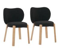 GarveeHome Juego de 2 sillas de Comedor Modernas con Respaldo de corazón - Tapizado Suave Peluche Velvet - Patas de Madera - para salón, Dormitorio u Oficina - Color: Peluche Velvet | Black
