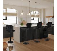 GarveeHome Juego de 4 sillas de bar giratorias modernas y ajustables, taburetes de bar de altura de mostrador con respaldo alto, fácil montaje en 5 minutos para isla de cocina, comedor, bar en casa