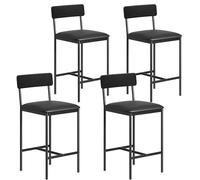 GarveeHome Juego de 4 taburetes Altos con Respaldo y reposapiés - Tapizados en PU - para Cocina, Barra o cafetería - Diseño Negro rústico - Color: Black, Especificación: Four-Piece Bar Chair