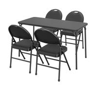 GarveeHome Juego de Comedor Plegable 3 Piezas - Mesa Negra 120 cm y 2 sillas tapizadas en PU - Compacto y portátil Comedor, Oficina, Camping o Fiestas -