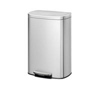 GarveeHome Juego de Cubos de Basura metálicos de 50L y 10L de Acero Inoxidable con Tapa, Cubo con Pedal, Cubo Interior y asa Trasera, Color Blanco (Color Acero Inoxidable, 50L)