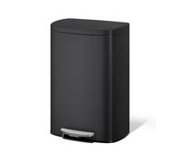 GarveeHome Juego de Cubos de Basura metálicos de 50L y 10L de Acero Inoxidable con Tapa, Cubo con Pedal, Cubo Interior y asa Trasera, Color Blanco (Negro, 50L)