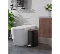 GarveeHome Juego de Cubos de Basura metálicos de 50L y 10L de Acero Inoxidable con Tapa, Cubo con Pedal, Cubo Interior y asa Trasera, Color Blanco (Negro, 10L)