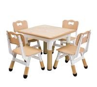 GarveeHome Juego de mesa y sillas para niños, escritorio de altura ajustable para edades de 2 a 10 años, mesa de arte y manualidades, escritorio de graffiti, patas antideslizantes, máximo 300 libras,