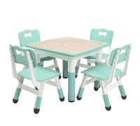 GarveeHome Juego de mesa y sillas para niños, escritorio de altura ajustable para edades de 2 a 10 años, mesa de arte y manualidades, escritorio de graffiti, patas antideslizantes, máximo 300 libras