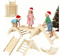 GarveeHome - Juego de triángulo 7 en 1, Juegos de Escalada Plegables para niños, Juego de Escalada de Madera con Arco, barandilla y Escalera, Baby Climber, Jungle gimnasios de Interior para niños