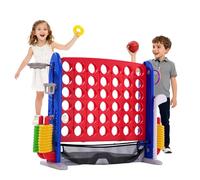 GarveeHome Jumbo Juego Gigante 4 En Línea Conecta 4 - Juguete De Exterior para Niños +3 Años - Versión Grande Al Aire Libre Portátil para Familia, Fiestas y Picnic (Rojo)