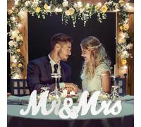 GarveeHome Letrero grande de Mr & Mrs para mesa de boda, letrero blanco de Mr and Mrs para decoración de mesa de novia, letra de madera independiente para aniversario, boda, centro de mesa, decoración