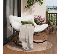 GarveeHome Mecedora de Gran tamaño, con cojín Grueso y Marco de Metal, sillón Relax para Piscina, jardín y Patio Trasero, Capacidad de Carga