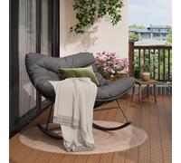 GarveeHome Mecedora de Gran tamaño, con cojín Grueso y Marco de Metal, sillón Relax para Piscina, jardín y Patio Trasero, Capacidad de Carga