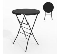 GarveeHome Mesa alta plegable, 110 cm de alto, redonda, 80 cm de diámetro, para exteriores, estable, para jardín, bufé, bar, bar, fiesta, mesa plegable