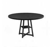 GarveeHome Mesa Comedor Redonda 120 cm - Estilo Industrial para 4-6 Personas. Mesa Rústica con Estante De Almacenaje y Patas Regulables. Ideal Cocina o Salón Moderno