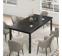 GarveeHome Mesa de comedor industrial de 78.7 pulgadas para 8 personas, mesa de comedor larga de madera con diseño de espiga embutida, mesa de cocina con patas de metal resistentes, para comedor