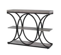 GarveeHome Mesa de Entrada escandinava de Madera con 2 estantes de Almacenamiento, Marco metálico, para Entrada, salón, Pasillo, 100 x 80 x 30 cm, Gris