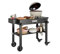 GarveeHome Mesa Plegable portátil para Parrilla - Carro de Acero Inoxidable con Ruedas - Compatible con planchas de 17 y 22 Pulgadas - Ideal para jardín, Camping, Catering y Food Truck - Negro