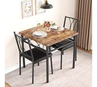 GarveeHome Mesas De Comedor para 2, Mesa y Sillas De Cocina, Mesa De Comedor Cuadrada con 2 Sillas Acolchadas, para Cocina, Espacio Pequeño y Apartamento