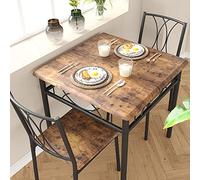 GarveeHome Mesas De Comedor para 2, Mesa y Sillas De Cocina, Mesa De Comedor Cuadrada con 2 Sillas Acolchadas, para Cocina, Espacio Pequeño y Apartamento