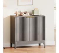 GarveeHome Modern Fluted Sideboard Buffet Cabinet - 32" Console Table with 2 Doors, Adjustable Shelves, Ample Storage for Living Room, Kitchen, Dining Room, Entryway -Oak Ash