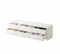 GarveeHome Modern Industrial TV Stand Dresser for 75 Inch TV - 6 Fabric Drawers - 4-Tier Open Storage Shelves - Large Media Console for Bedroom or Living Room - Black