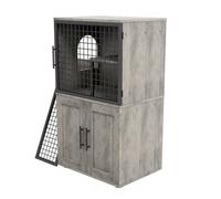 GarveeHome Mueble Cubre arenero para Gatos 2 Niveles - Armario Oculto con Puerta Lateral, Escalera y Plataforma - Reduce olores, Estilo Moderno, para arenero Grueso 56 x 43 cm - Color: Gris