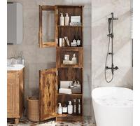 GarveeHome Mueble De Baño Alto, Columna De Almacenamiento con Puertas De Cristal, Estantes Ajustables y Cajones; Armario Independiente para Cocina, Despensa y Salón