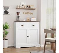GarveeHome Mueble De Buffet con 2 Cajones, Mueble De Cocina Rústico con Estante Ajustable, Mueble De Café De Doble Puerta, 80 x 40 x 90 cm
