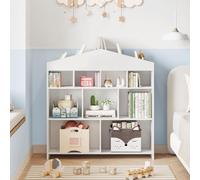 GarveeHome Organización eficiente para niños - Estantería Infantil Tipo casa de Madera - 4 Niveles y 15 Compartimentos - Robusta y fácil de Montar Dormitorio, Sala de Juegos o guardería - Blanco