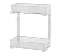 GarveeHome Organizador de armario extensible de 2 niveles de metal debajo del lavabo, organizador para debajo del fregadero, cajón telescópico, estantes de almacenamiento extensibles para armarios de