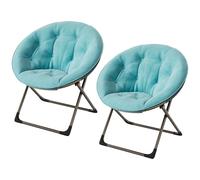 GarveeHome Pack 2 Sillas Plegables Felpa Floral Sillón Luna - 136 kg Azul