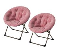 GarveeHome Pack 2 Sillas Plegables Felpa Floral Sillón Luna - 136 kg Rosa