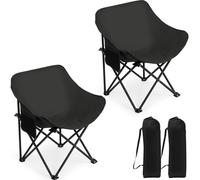 GarveeHome Pack de 2 Silla Plegable Camping, Estructura Acero, Asiento poliéster, Sistema antivuelco, soporta 120 kg, Plegable y Portátil, Negra