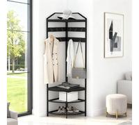 GarveeHome Perchero de esquina de metal con 12 ganchos móviles, para pasillo, salón, dormitorio, oficina, pasillo, entrada, color negro