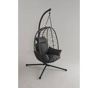 GarveeHome Rattan - Cesta para colgar en la silla, flotante, interior y exterior, con marco y cubierta de lluvia