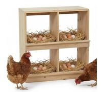 GarveeHome Robusto nido de pollos de madera - Doble nivel con 4 compartimentos - Montaje en pared o suelo - Diseño a prueba de ruedas para huevos frescos - Cómodo lugar de anidación para pollos, patos