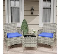 GarveeHome Set Bistro Exterior 3 Piezas - Muebles De Jardín De Ratán PE con 2 Sillas y Mesa De Centro - Cómodo y Resistente - Ideal para Patio, Balcón, Porche o Terraza