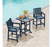 GarveeHome Set de 2 sillas Altas de Bar para Exterior - Estilo Adirondack en HDPE Efecto Madera - Respaldo Ancho y apoyabrazos - para Patio, jardín o Piscina - Capacidad 400 LB -(2 Piezas/Caja)