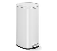 GarveeHome Set De Cubos De Basura Metálicos De 30L y 60L, Antioxidantes Con Pedal, Tapa Hermética, Cubeta Interior Extraíble Asa Trasera Reciclaje En Cocinas, Hogares y Oficinas (Blanco, 30L)