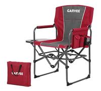 GarveeHome Silla de Camping, extraSilla de Director Grande para Adultos - Plegable y Robusta, soporta hasta 180 kg - Mesa Lateral y Bolsillo Camping,Playa, Pesca, Picnic - Bordes Rojos