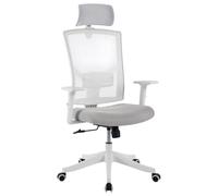GarveeHome Silla de Oficina ergonómica de Respaldo Alto - Malla Transpirable - Reposacabezas y Soporte Lumbar Ajustables - Brazos abatibles