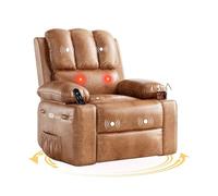 GarveeHome Silla reclinable eléctrica giratoria de 360° con Gravedad Cero y Terapia de Calor 3D, sofá de Piel sintética con Relleno de energía, Cargador USB/Almacenamiento/portavasos para Sala de