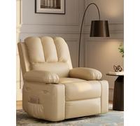 GarveeHome Sillas reclinables de Gran tamaño con Calor y Masaje, Silla reclinable giratoria de 360° para Adultos, Mecedora Manual con portavasos para Salas de Estar, dormitorios y guarderías, Color