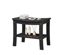 GarveeHome Taburete de Baño con Repisa de 2 Niveles, Banqueta de Ducha de HDPE Resistente al Agua, Resistente hasta 181 kg, 52×35×45 cm, Negro
