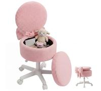 GarveeHome Taburete de Maquillaje, Silla de Maquillaje con Ruedas y Espacio