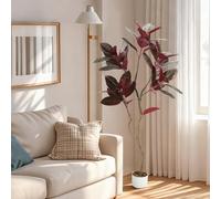 GarveeLife Árbol de Goma Artificial de 155 cm, Planta Artificial de Interior con Maceta, fácil de Limpiar, Planta Artificial Realista para jardín, decoración de Hoja perenne para el hogar, la Oficina