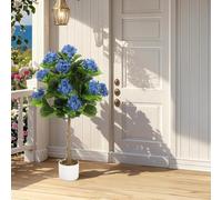 GarveeLife Árbol de hortensias Artificial de 95 cm en Maceta, 9 Flores Azules realistas, Maceta Negra para Sala de Estar, Oficina, decoración de Interiores